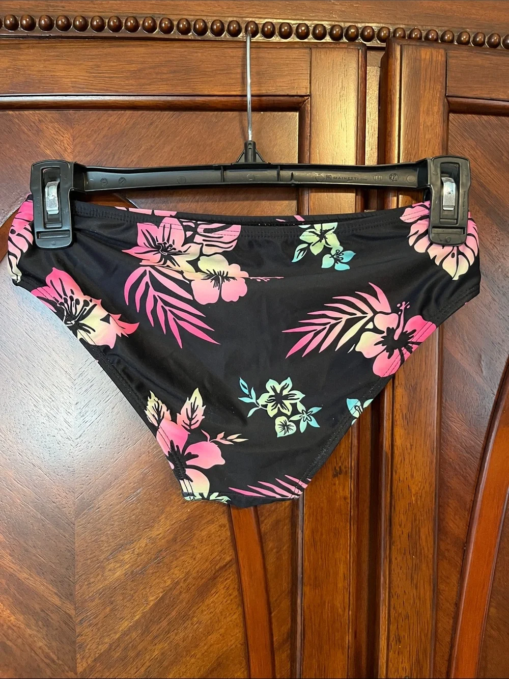 Hurley Black and Hot Pink Floral Two-Piece Swim Set